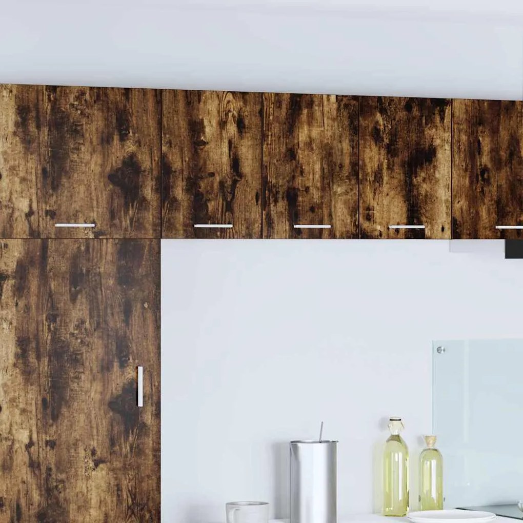 vidaXL Armário suspenso com porta 2 pcs Carvalho Defumado e Branco