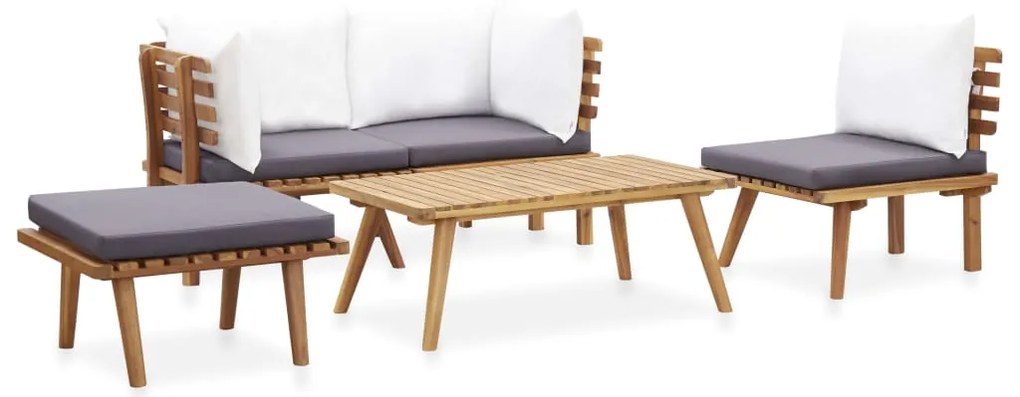 Conjunto lounge de jardim 5 pcs madeira de acácia maciça