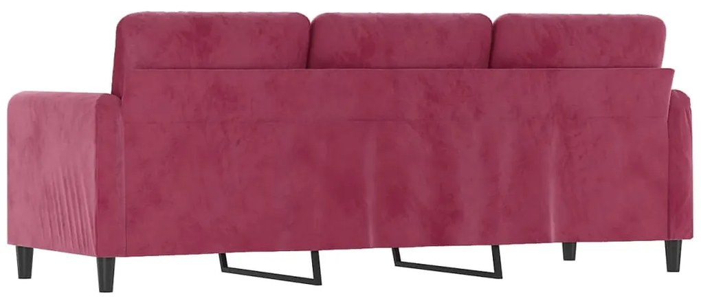 Sofá de 3 lugares veludo 180 cm vermelho tinto
