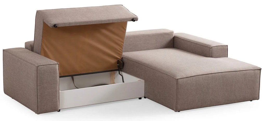 Sofá-Cama de Canto Pırlo – Castanho – 260x78x170 cm