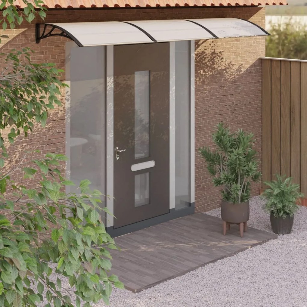 153578 vidaXL Toldo para porta 300x80 cm policarbonato preto/transparente