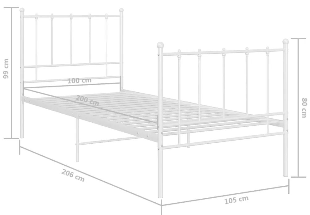 Estrutura de cama 100x200 cm metal branco