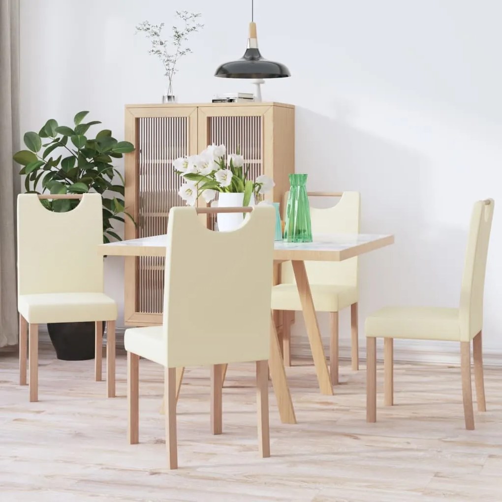 vidaXL Cadeiras de jantar 4 pcs couro art. creme