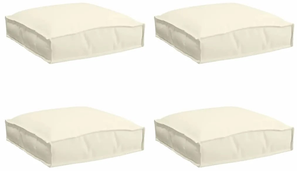 Almofadas de palete para assento, 4 pcs, creme, 40x40x8 cm, tecido oxf