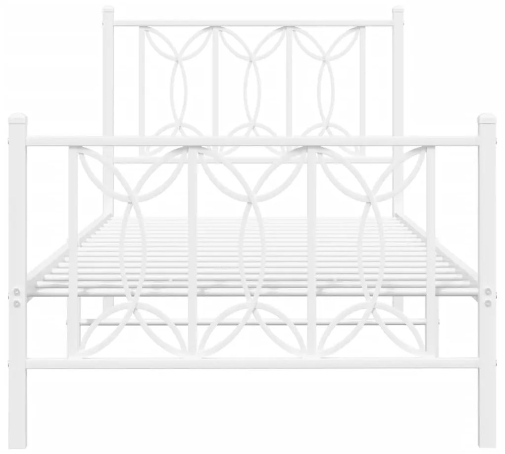 Estrutura de cama com cabeceira e pés 75x190 cm metal branco