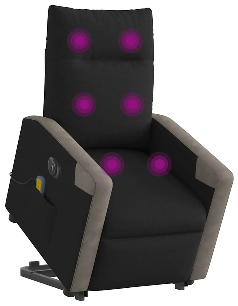Poltrona elétrica elevatória massagens tecido preto