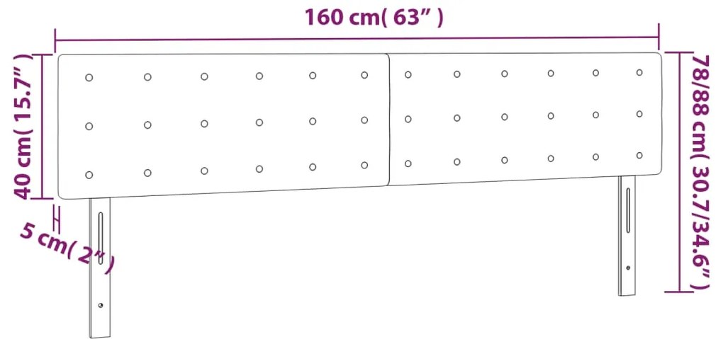 Cabeceira de cama c/ luzes LED veludo 160x5x78/88cm azul-escuro