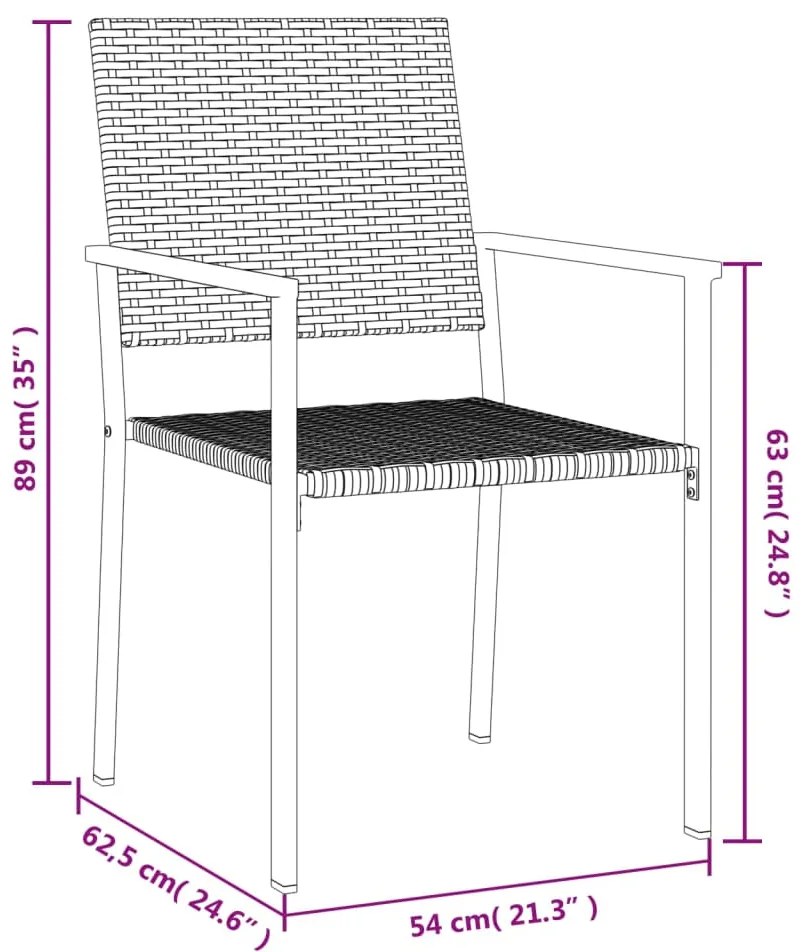 5 pcs conjunto de jantar p/ jardim vime PE e aço