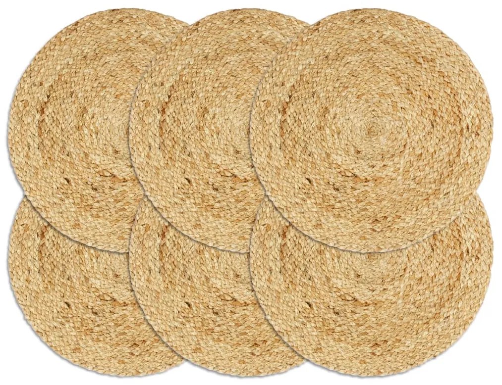 Individuais de mesa 6 pcs em juta liso 38 cm redondo natural