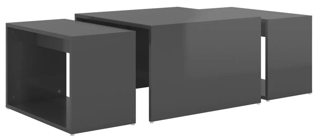 3 pcs conjunto de mesas de centro 60x60x38 cm cinza brilhante