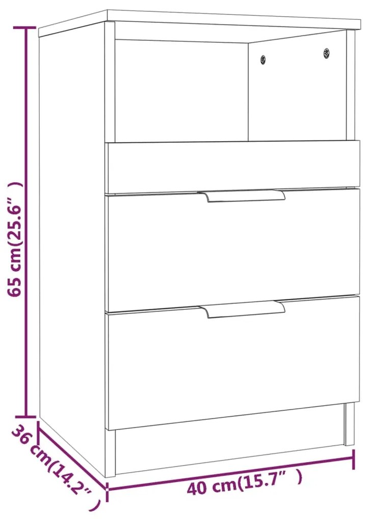 Mesa de cabeceira madeira processada branco brilhante