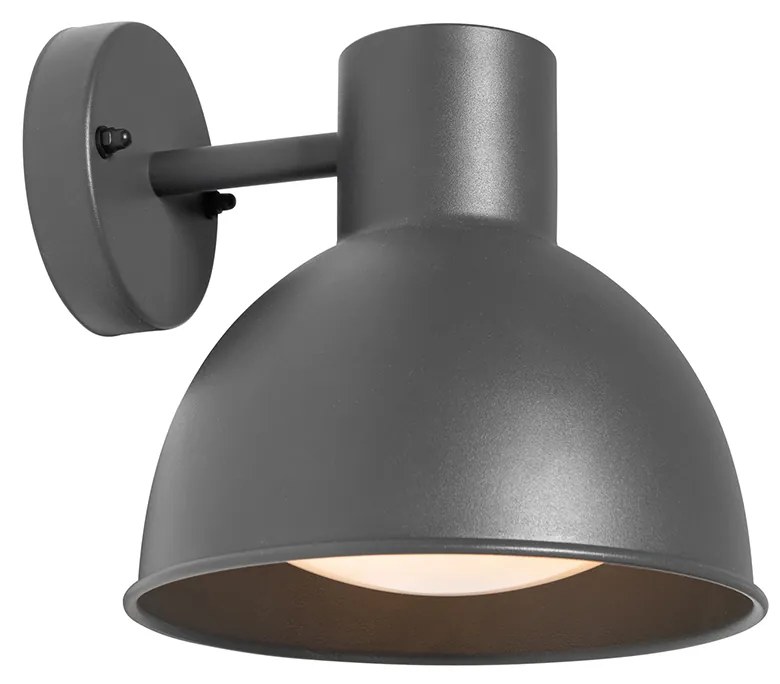 Candeeiro de parede exterior industrial cinzento escuro redondo IP44 - Natas Industrial