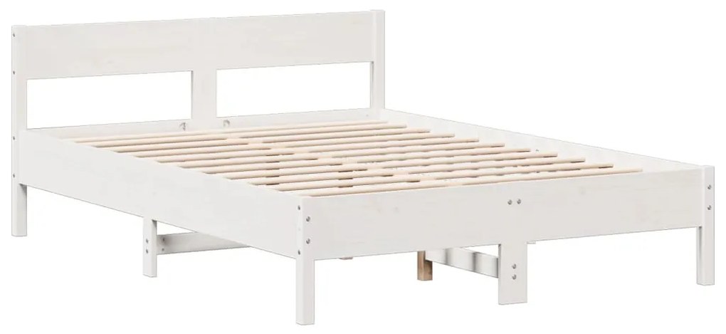 Cama com estante sem colchão 160x200 cm pinho maciço branco