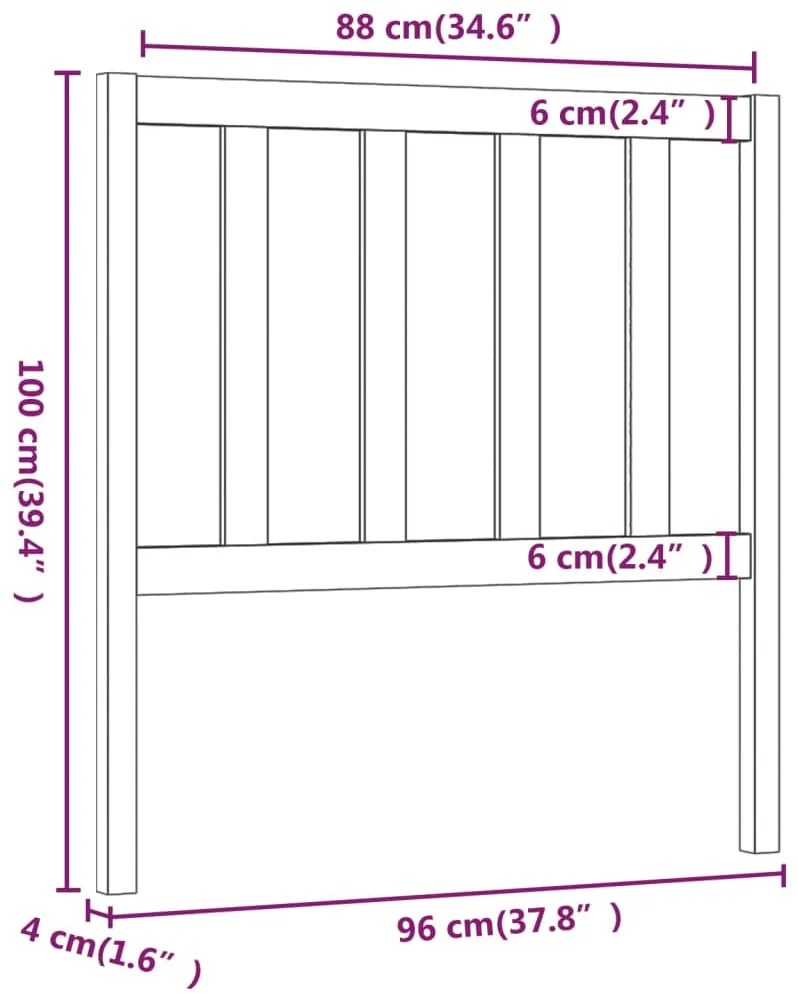 Cabeceira de cama 96x4x100 cm pinho maciço cinzento