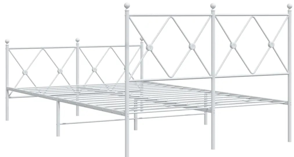 Estrutura de cama com cabeceira e pés 120x200 cm metal branco