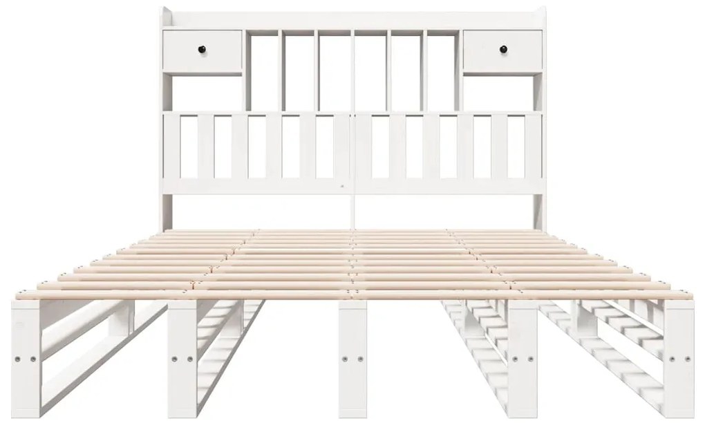 Cama com estante sem colchão 150x200 cm pinho maciço branco