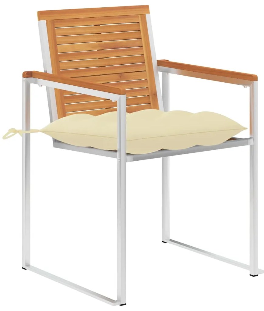 Cadeiras de jardim com almofadões 2 pcs acácia maciça e aço
