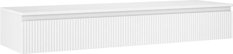 Mexen Rivel armário de casa de banho para lavatório 160 cm com tampo, 1 gaveta, canelado, branco mate - 91A20-16023-1-BFC01