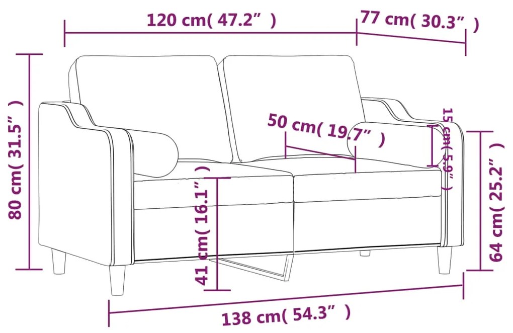 Sofá 2 lug. + almofadas decorativas 120 cm tecido amarelo-claro