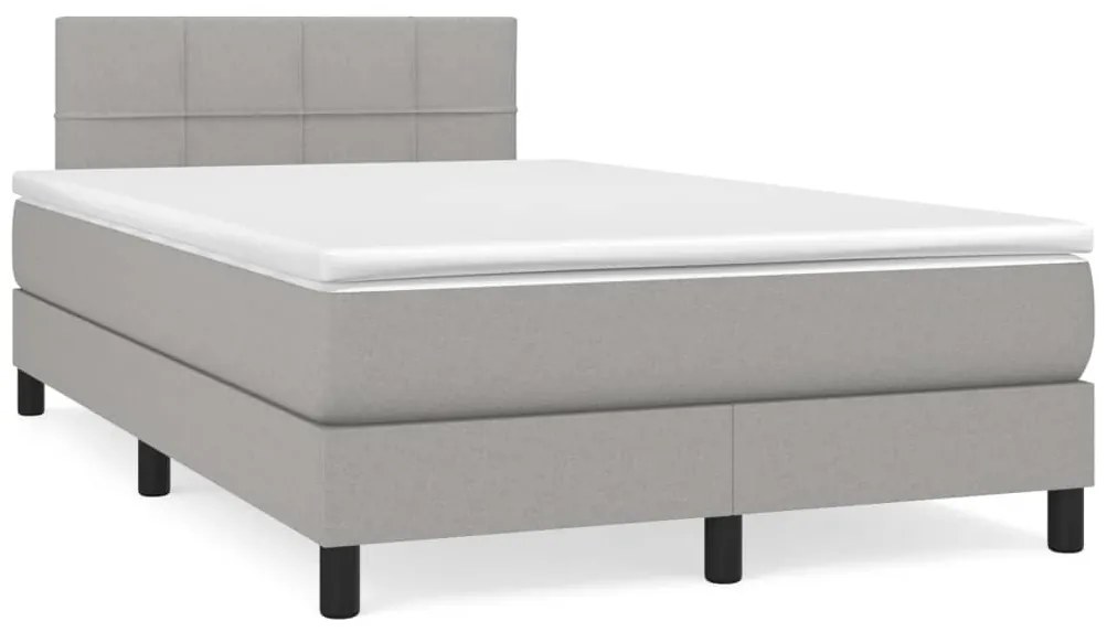 Cama boxspring com colchão 120x190 cm tecido cinzento-claro