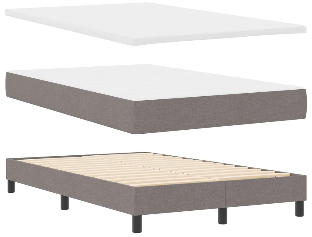 Cama Box Spring com Colchão Taupe 120x190 cm em Tecido
