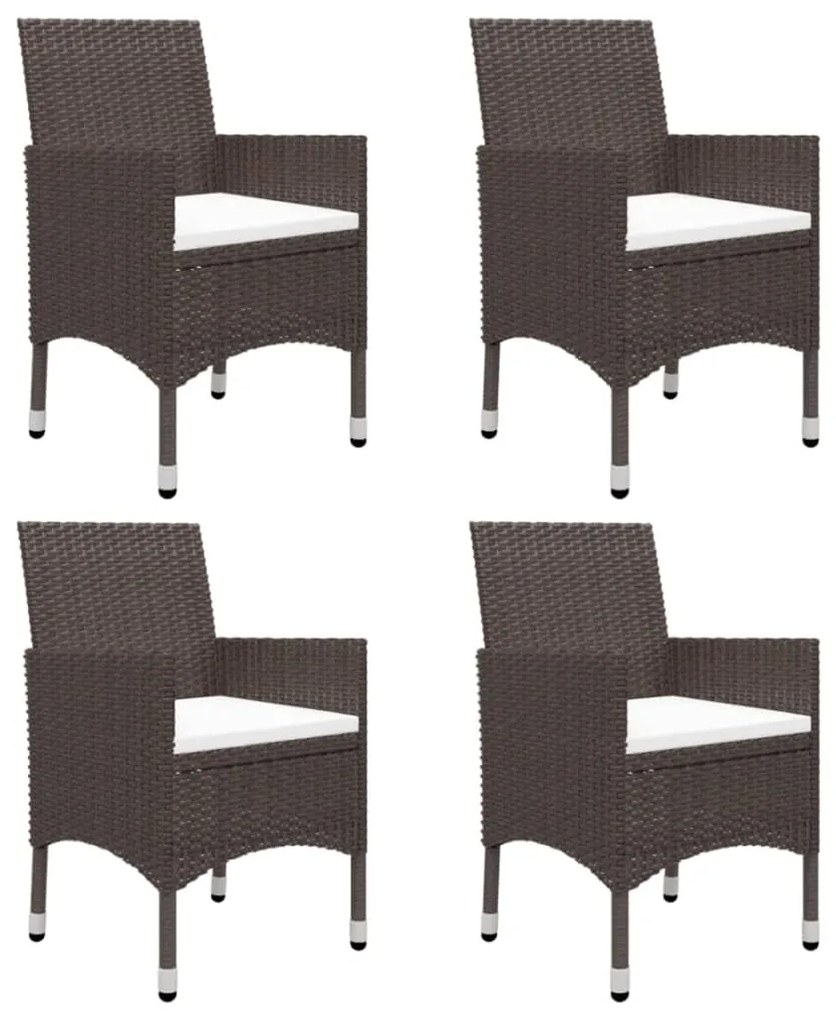 5 pcs conjunto de jantar para jardim castanho