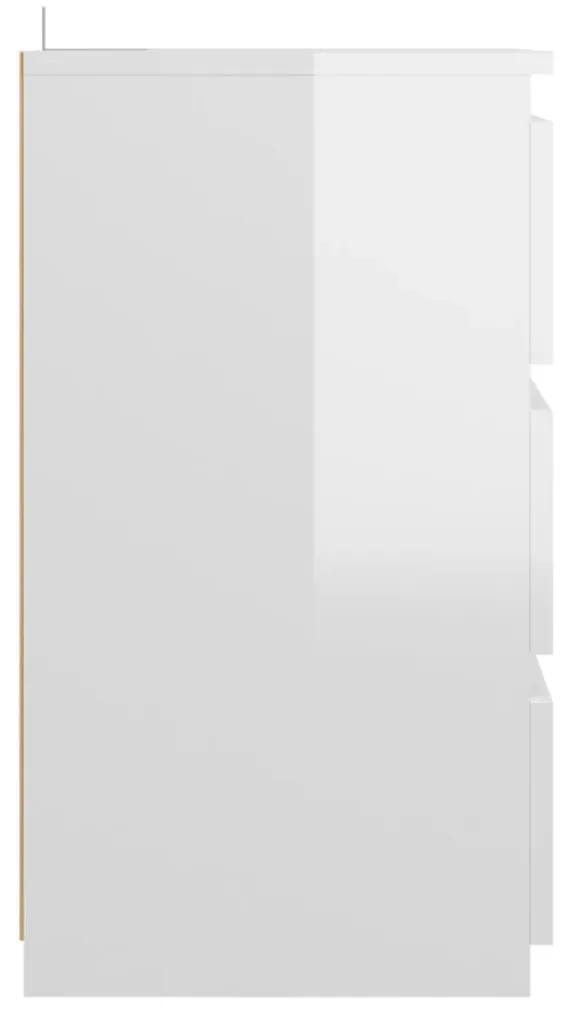 Mesa de cabeceira 40x35x62,5 cm contraplacado branco brilhante