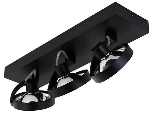 3 luzes ajustáveis pretas com foco industrial - Go Moderno