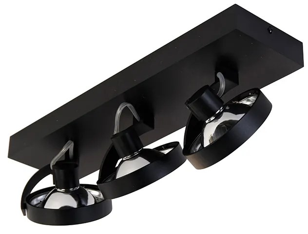 Projetores design preto ajustáveis 3 luzes - Go Moderno