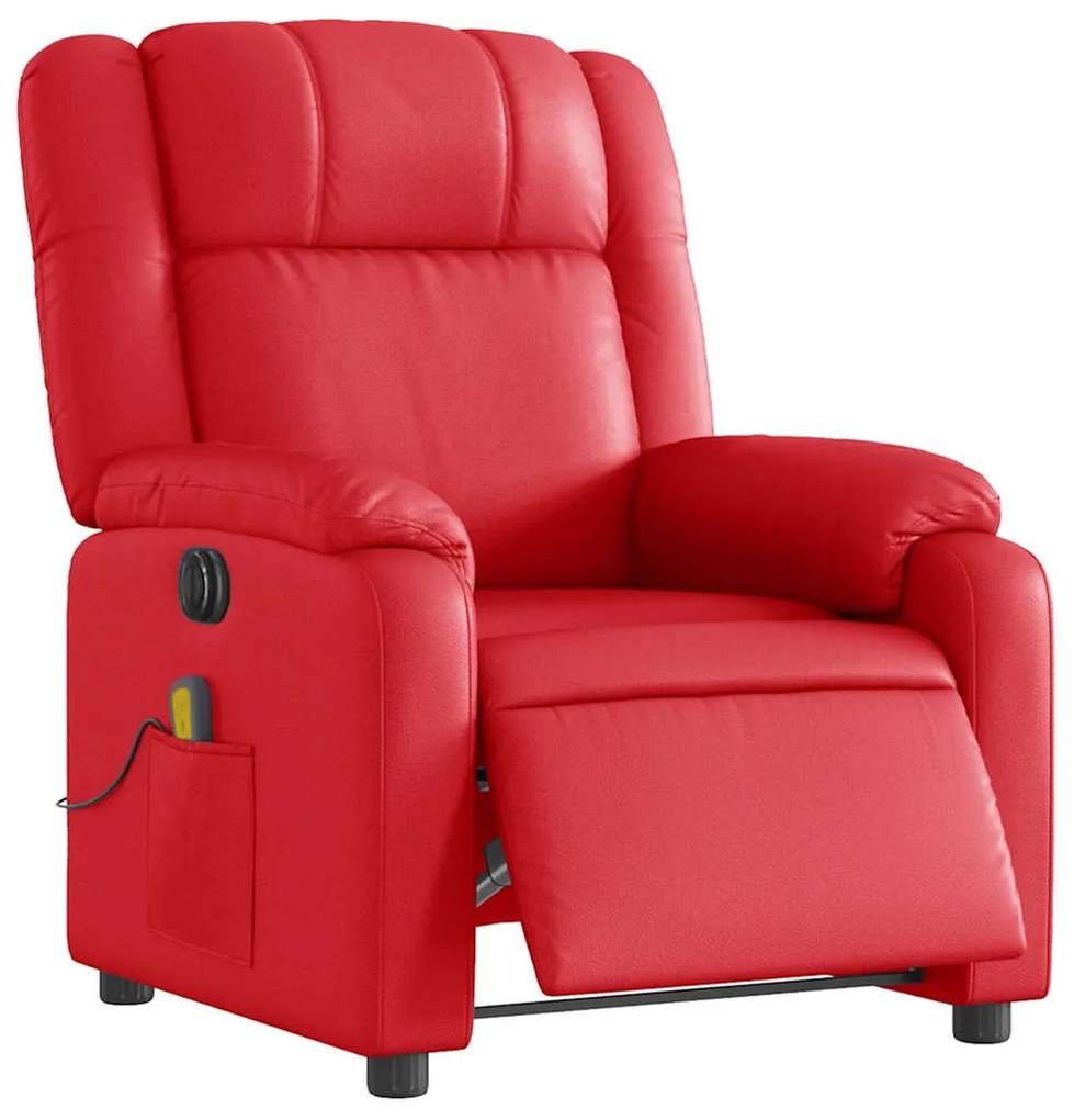 Poltrona massagens reclinável elétrica couro artif. vermelho