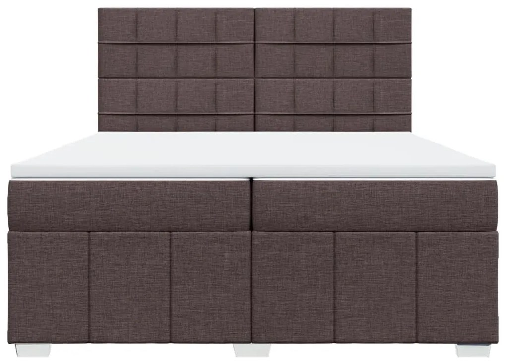 Cama com molas/colchão 200x200 cm tecido castanho-escuro