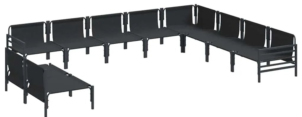 Conjunto de Sofá de Jardim 10 pcs Cinzento-escuro Aço