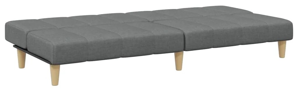 Sofá-cama de 2 lugares c/ apoio de pés tecido cinzento-escuro