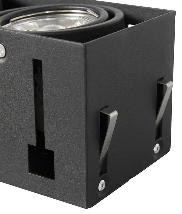 Foco embutido preto GU10 regulável inclinável e giratório sem moldura 2 luzes - Oneon Moderno