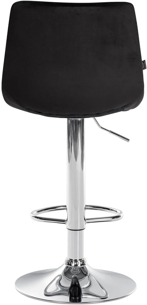 Banco de bar Jerry em veludo com estrutura cromada 87-108,5 x 43 x 46,5 cm Preto