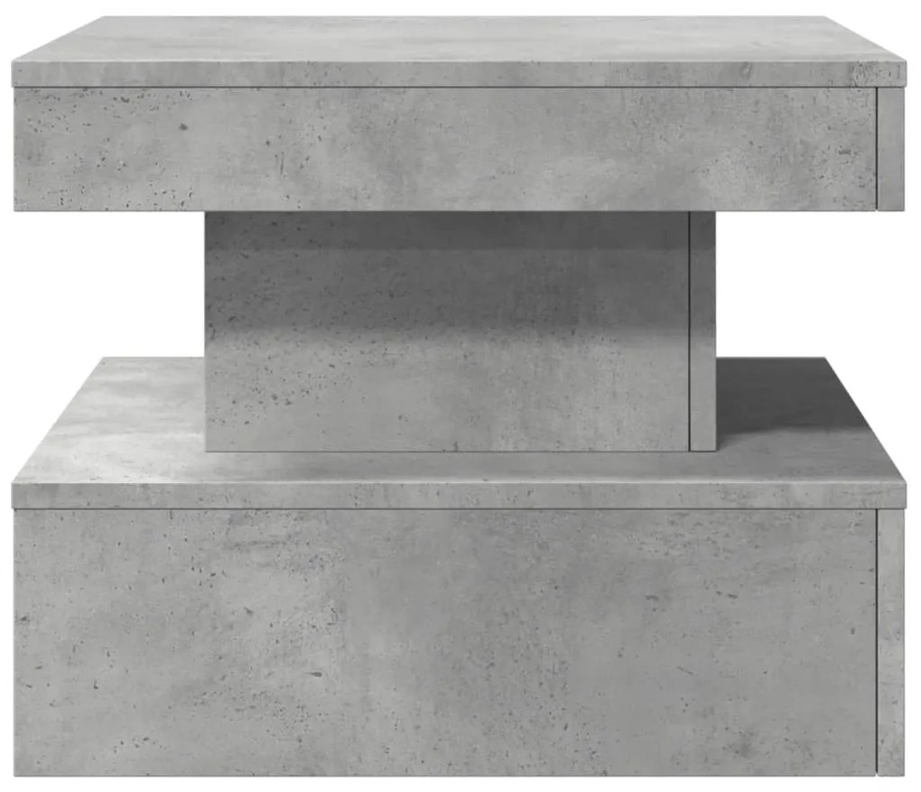 Mesa de centro com luzes LED 50x50x40 cm cinzento cimento