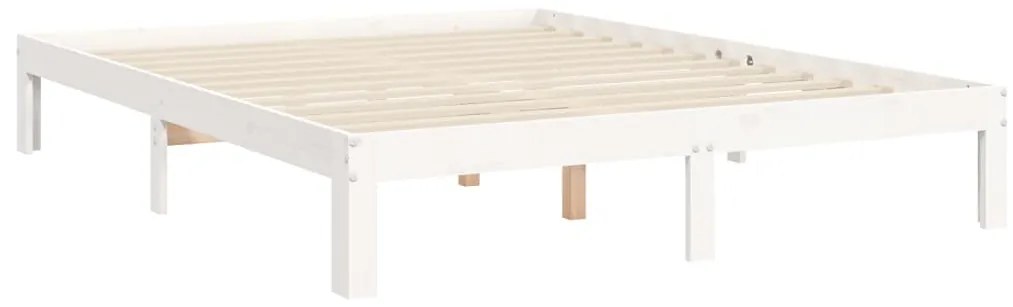 Cama sem colchão 140x200 cm madeira de pinho maciça branco