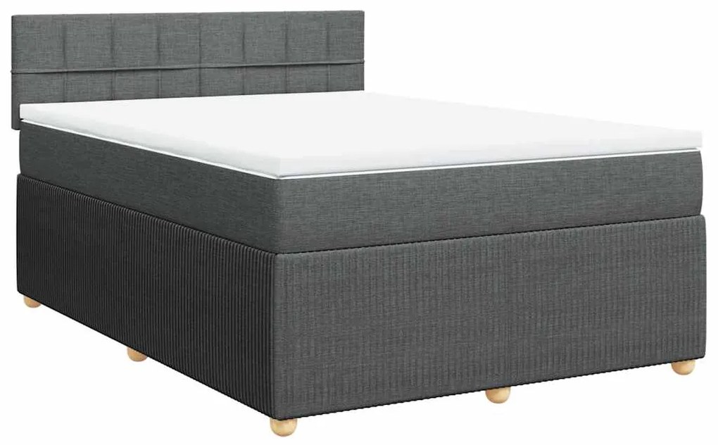 Cama com molas/colchão 140x200 cm tecido cinzento-escuro