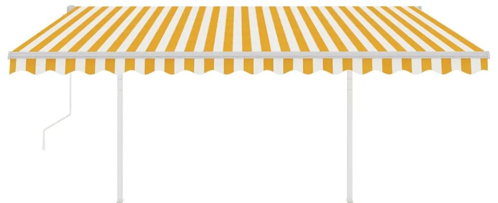 Toldo retrátil automático com postes 4,5x3,5 m amarelo e branco