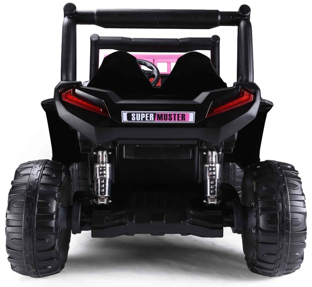 Jipe elétrico para crianças Tipo UTV 24V 2 Lugares em imitação de pele, comando à distância 2,4 GHz, 2 motores de 200 W, bateria de lítio, travão elét