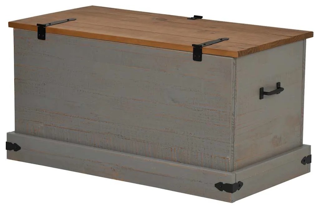 Caixa de arrumação HALDEN 91x48x47 cm pinho maciço cinzento