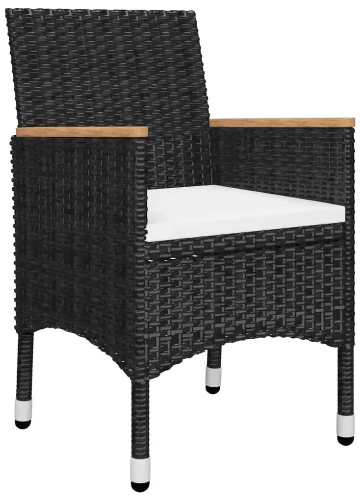 5 pcs conjunto de jantar p/ jardim c/ almofadões preto