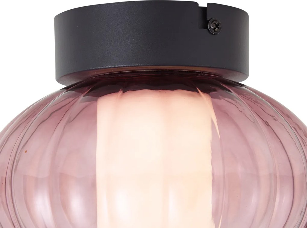 Plafon de Design Preto 18cm com Vidro Roxo Incl. LED Regulável em 3 Passos - Margherite