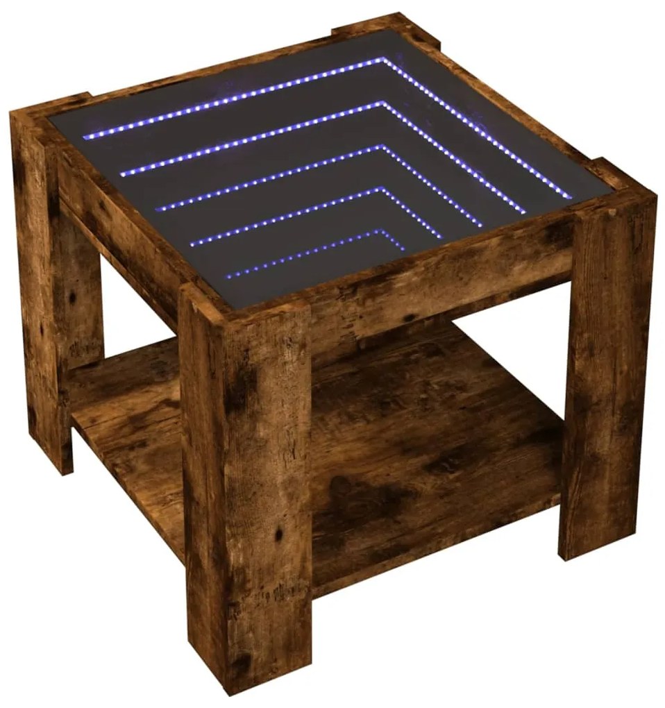 Mesa de centro c/ LEDs 53x53x45 cm derivados de madeira