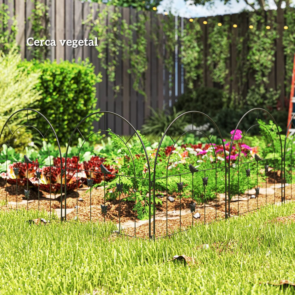 Vedações de Jardim Coimbra Preto – 300×70 cm – Metal e Painéis Modular
