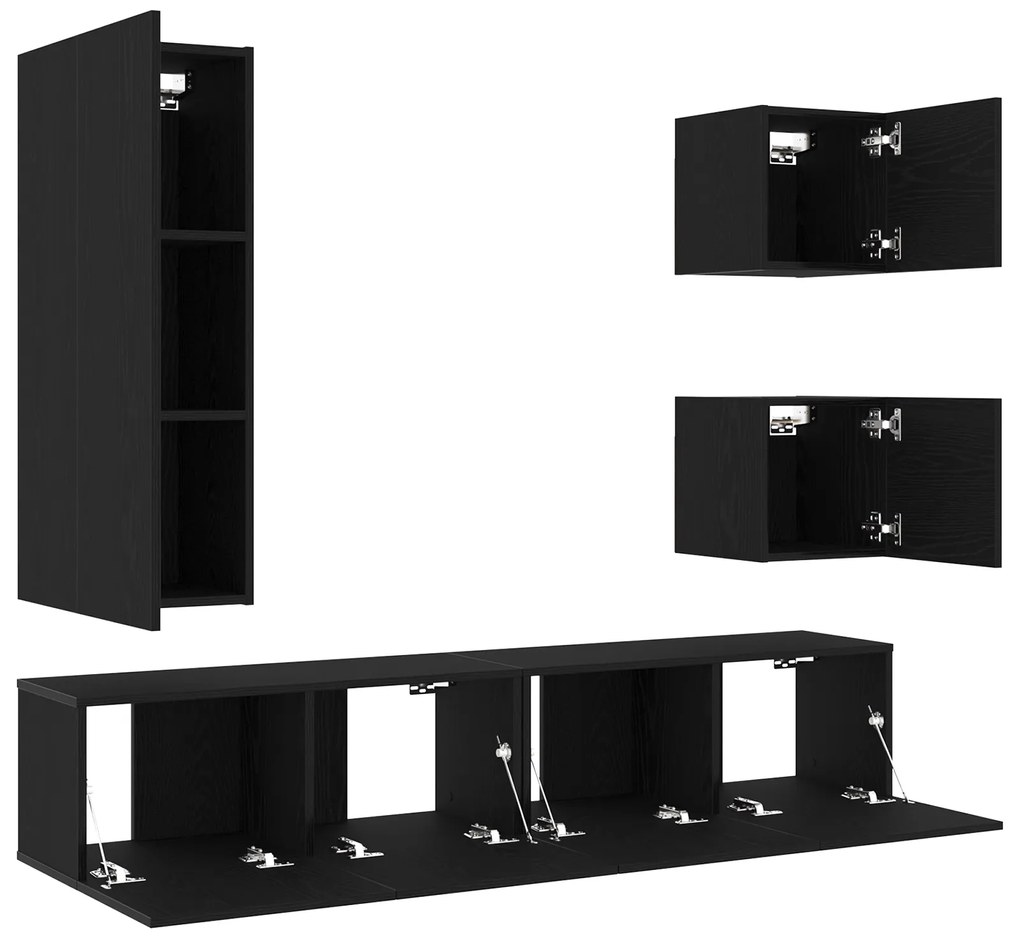 Conjunto de Armário de TV vidaXL 6 Peças Carvalho Preto Madeira Deriva