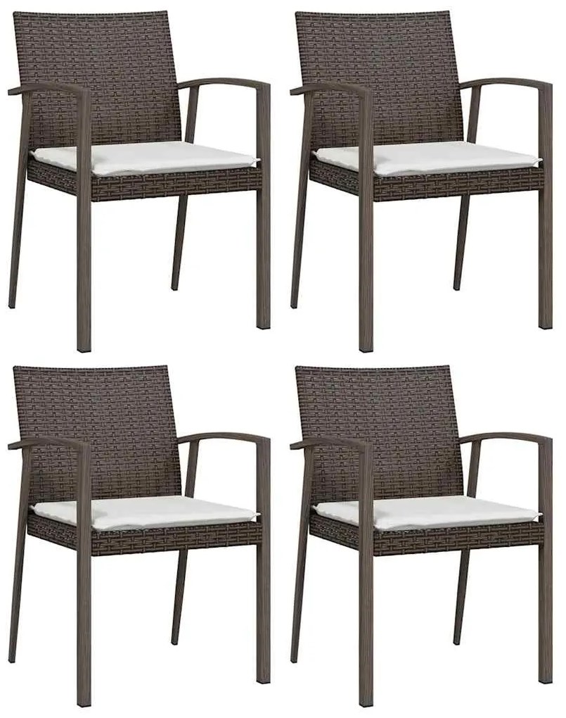 5 pcs conjunto de jantar p/ jardim c/ almofadões vime PE e aço