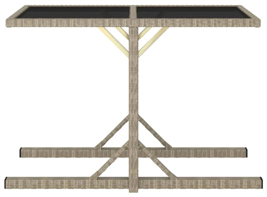 Mesa de jardim 110x53x72 cm vidro e vime PE bege