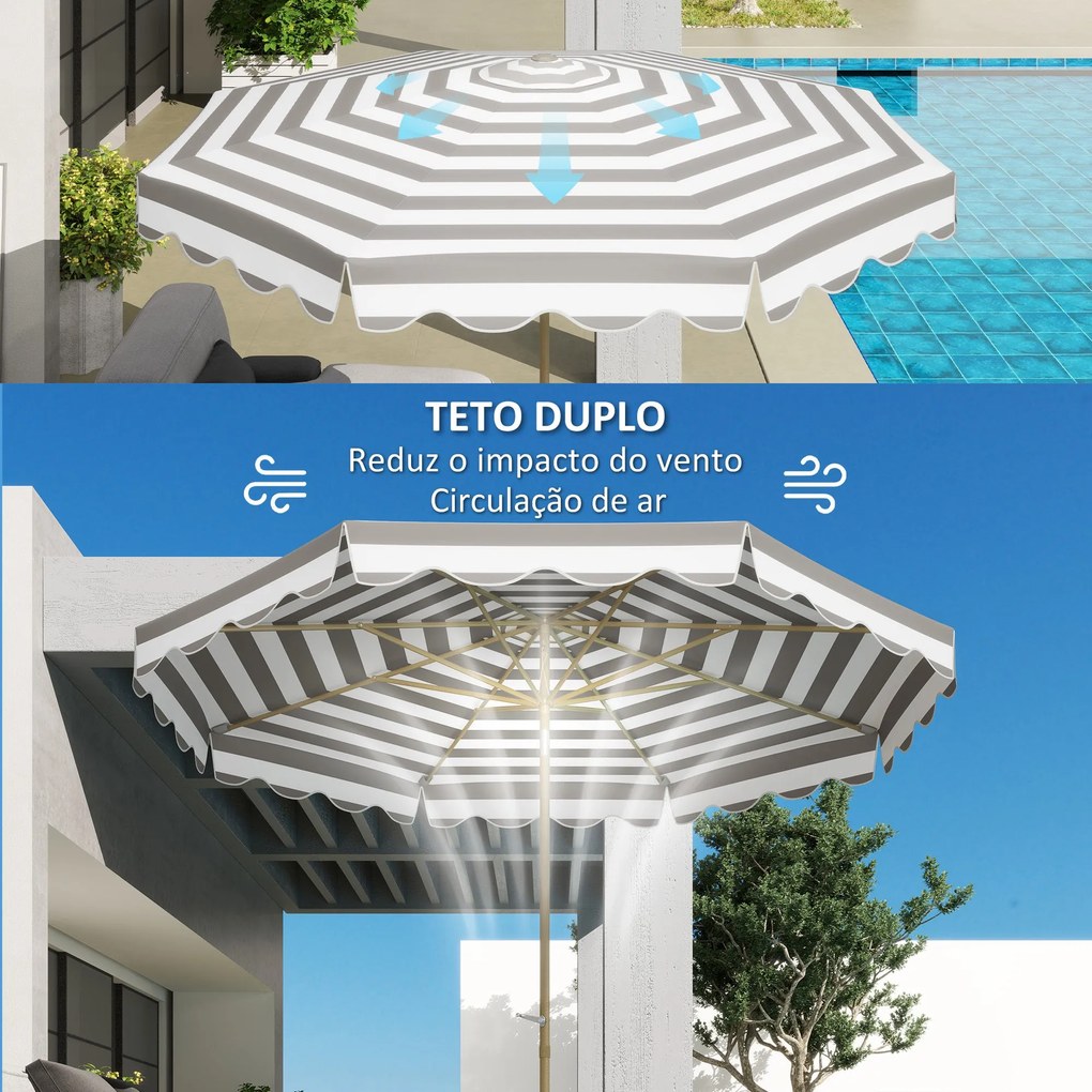 Chapéu de Sol de Jardim Ø268 cm Chapéu de Sol de Exterior com Ângulo A