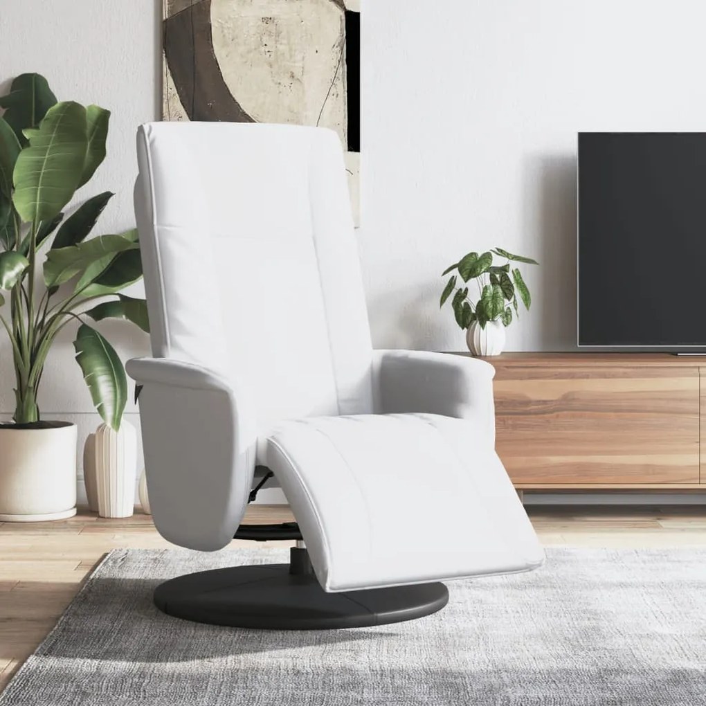 vidaXL Cadeira reclinável com apoio de pés couro artificial branco